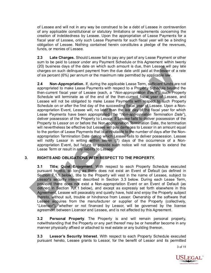 Preview Master Lease Purchase Agreement