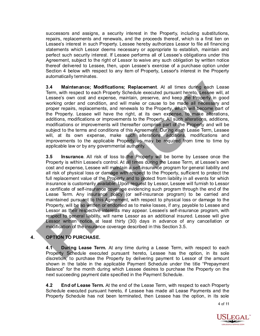 Preview Master Lease Purchase Agreement