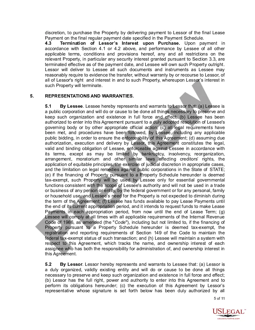 Preview Master Lease Purchase Agreement