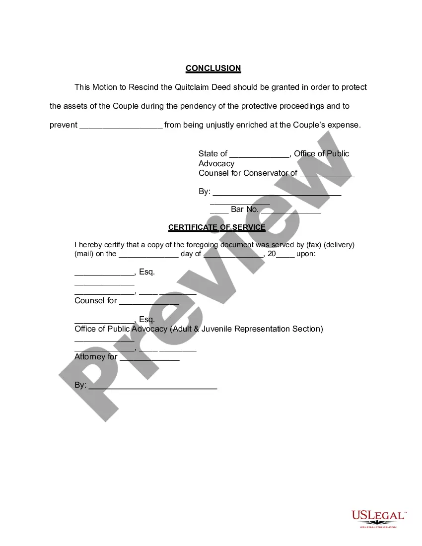 Get Motion to Rescind Quitclaim Deed Dated on a Specific Date Preview Motion to Rescind Quitclaim Deed Dated on a Specific Date