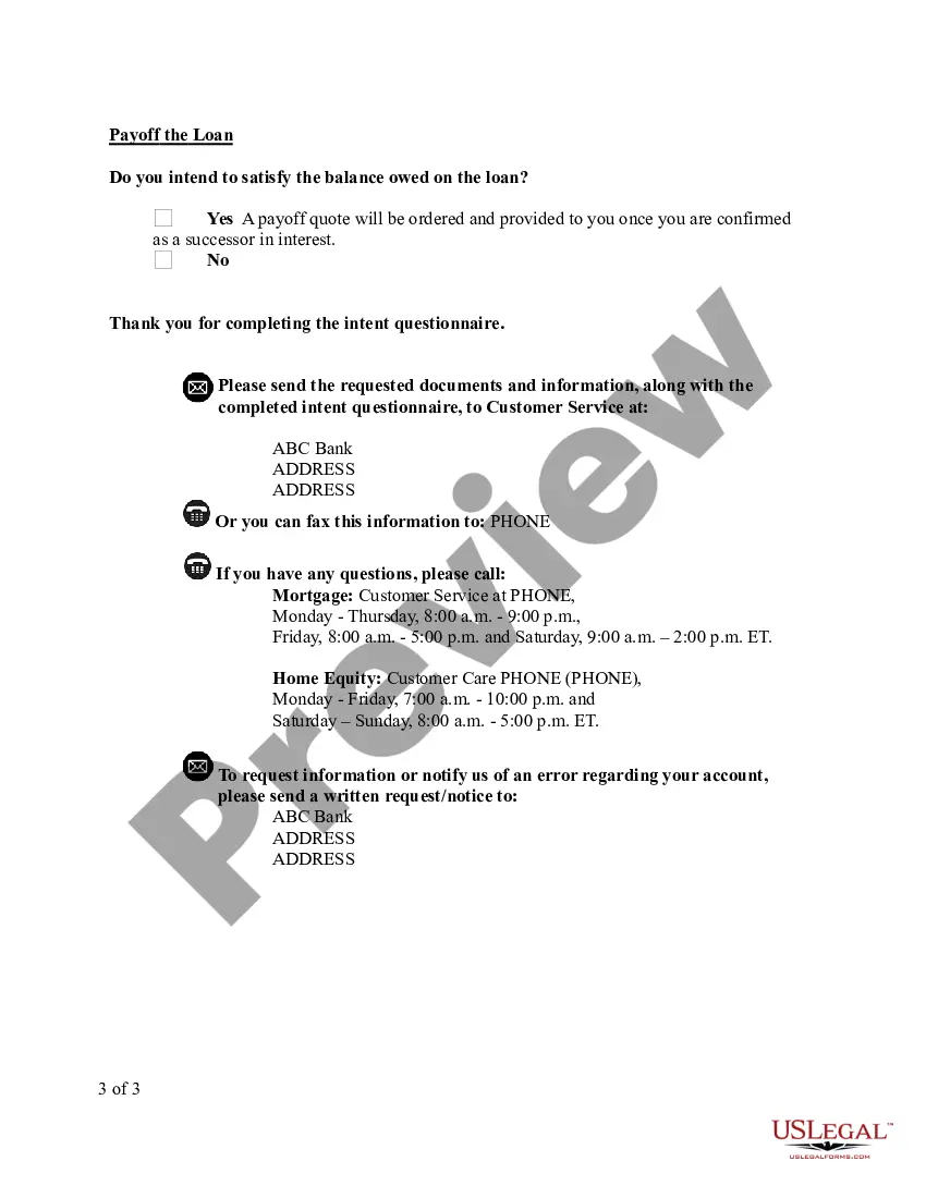 Preview Successor In Interest Intent Questionnaire
