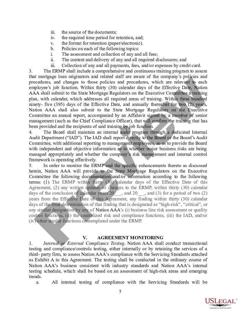 Preview Settlement Agreement and Consent Order for Mortgage Company