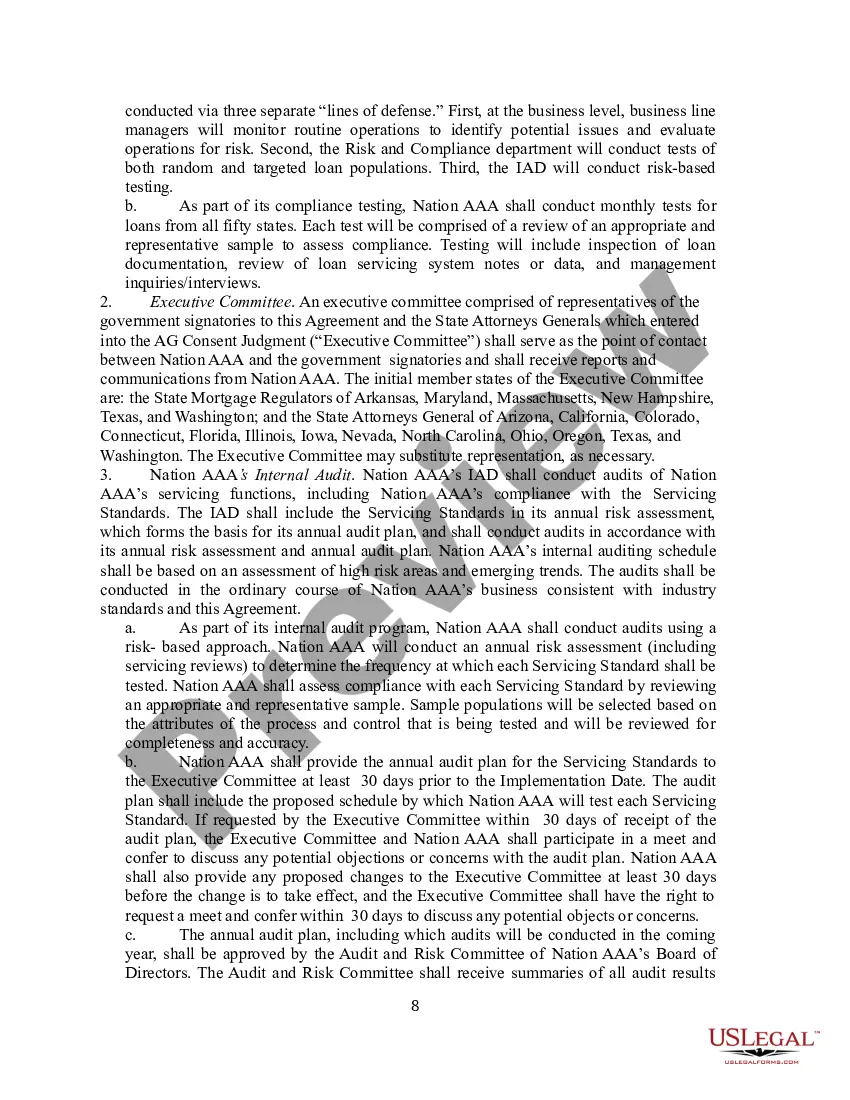 Preview Settlement Agreement and Consent Order for Mortgage Company