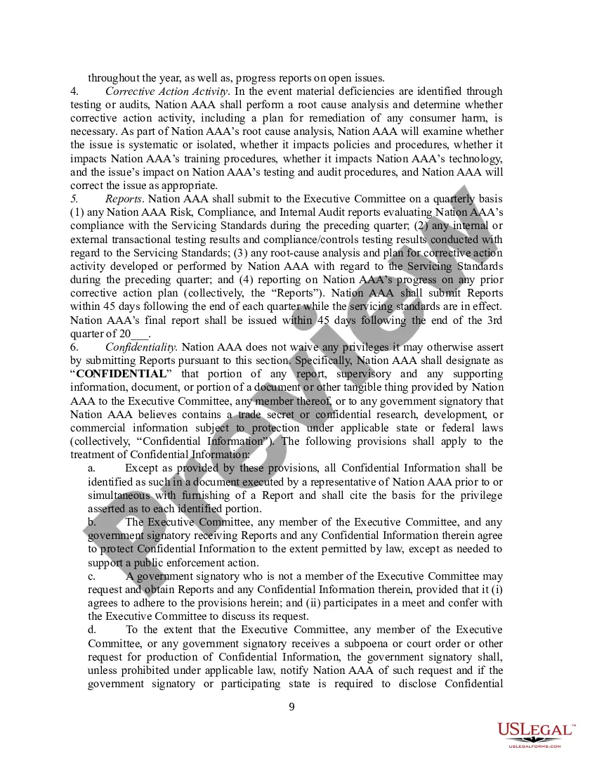 Preview Settlement Agreement and Consent Order for Mortgage Company