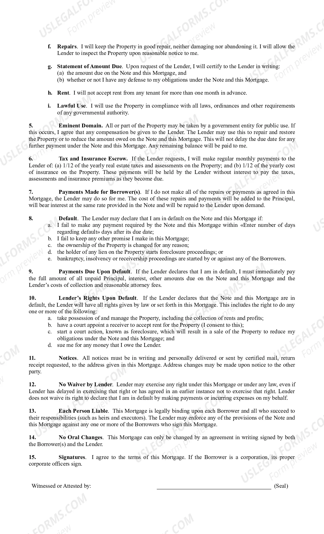 Preview Mortgage Sample Buyer to Seller