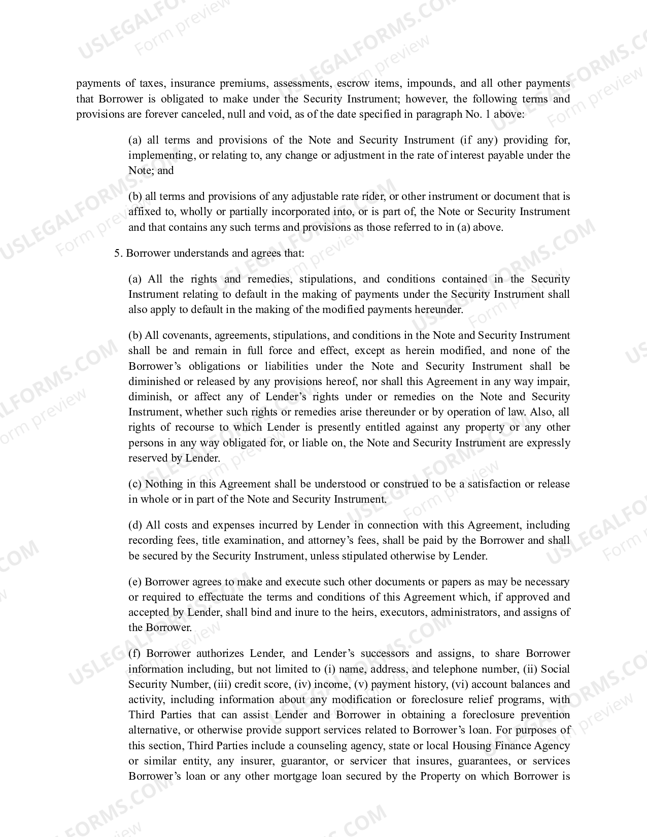 Mortgage Modification Agreement US Legal Forms