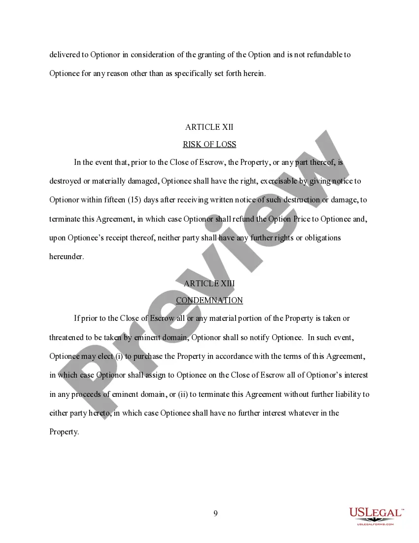 Preview Option Agreement