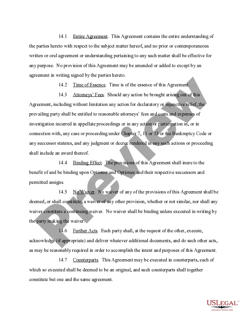 Get Option Agreement Preview Option Agreement