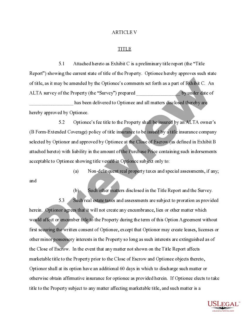 Get Option Agreement Preview Option Agreement