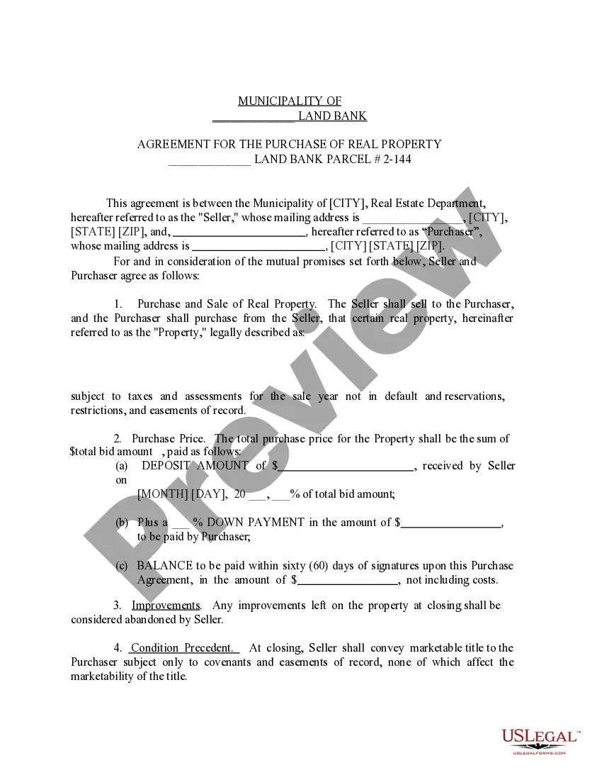Get Agreement for the Purchase of Real Property Preview Agreement for the Purchase of Real Property