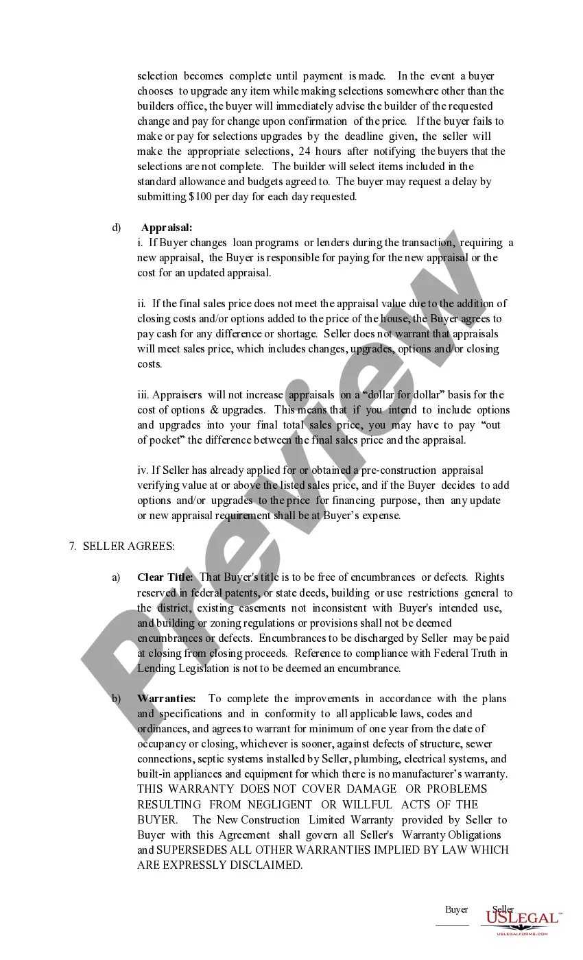 Preview Real Estate Purchase and Sales Agreement for New Construction (with earnest money receipt)