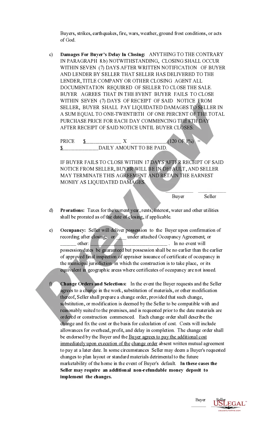 Preview Real Estate Purchase and Sales Agreement for New Construction (with earnest money receipt)