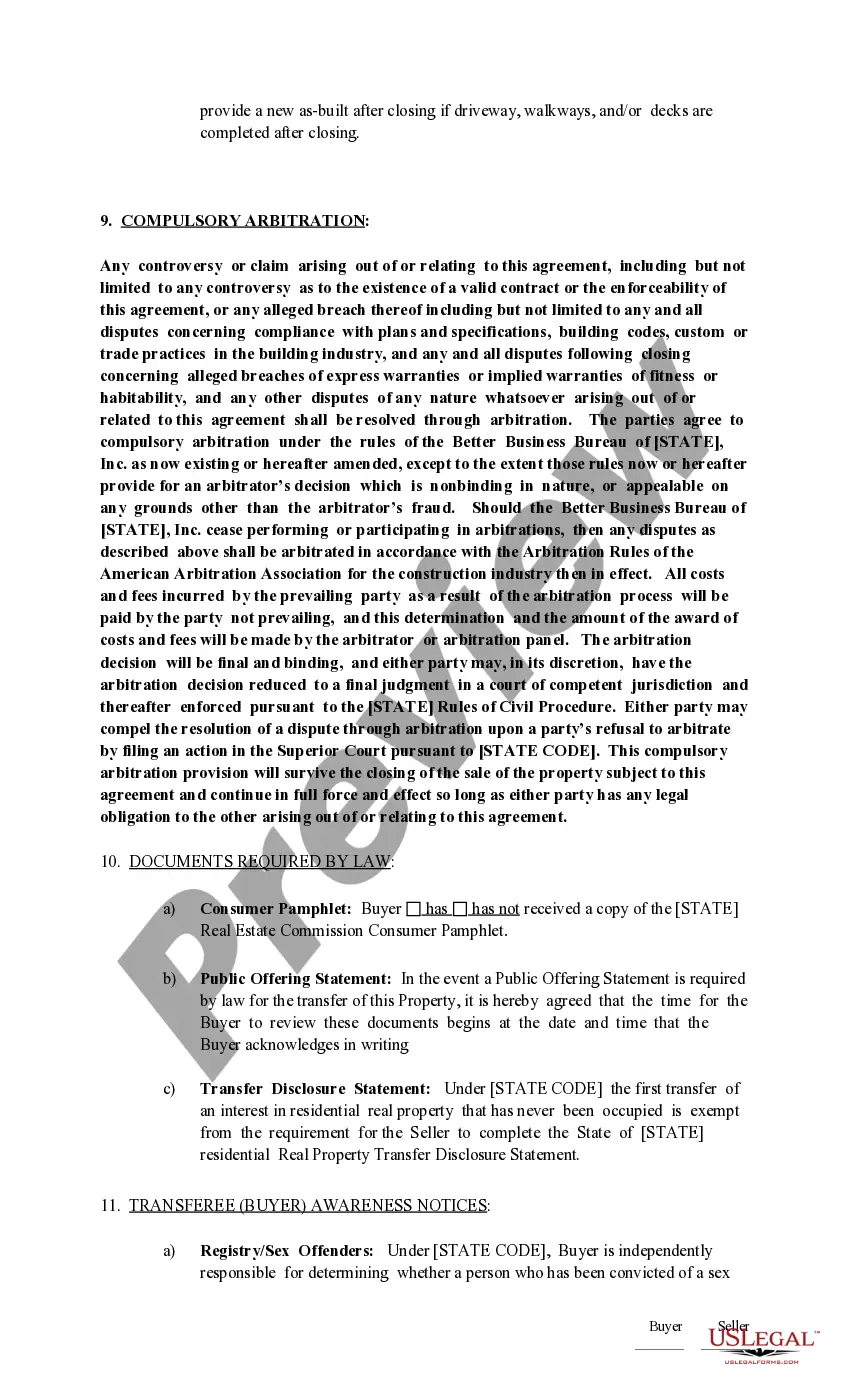 Preview Real Estate Purchase and Sales Agreement for New Construction (with earnest money receipt)