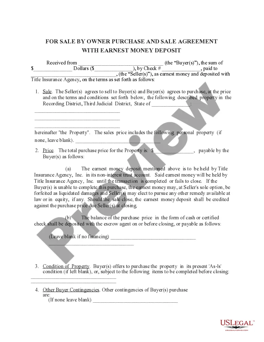 Preview For Sale by Owner Purchase and Sale Agreement (Help Packet)