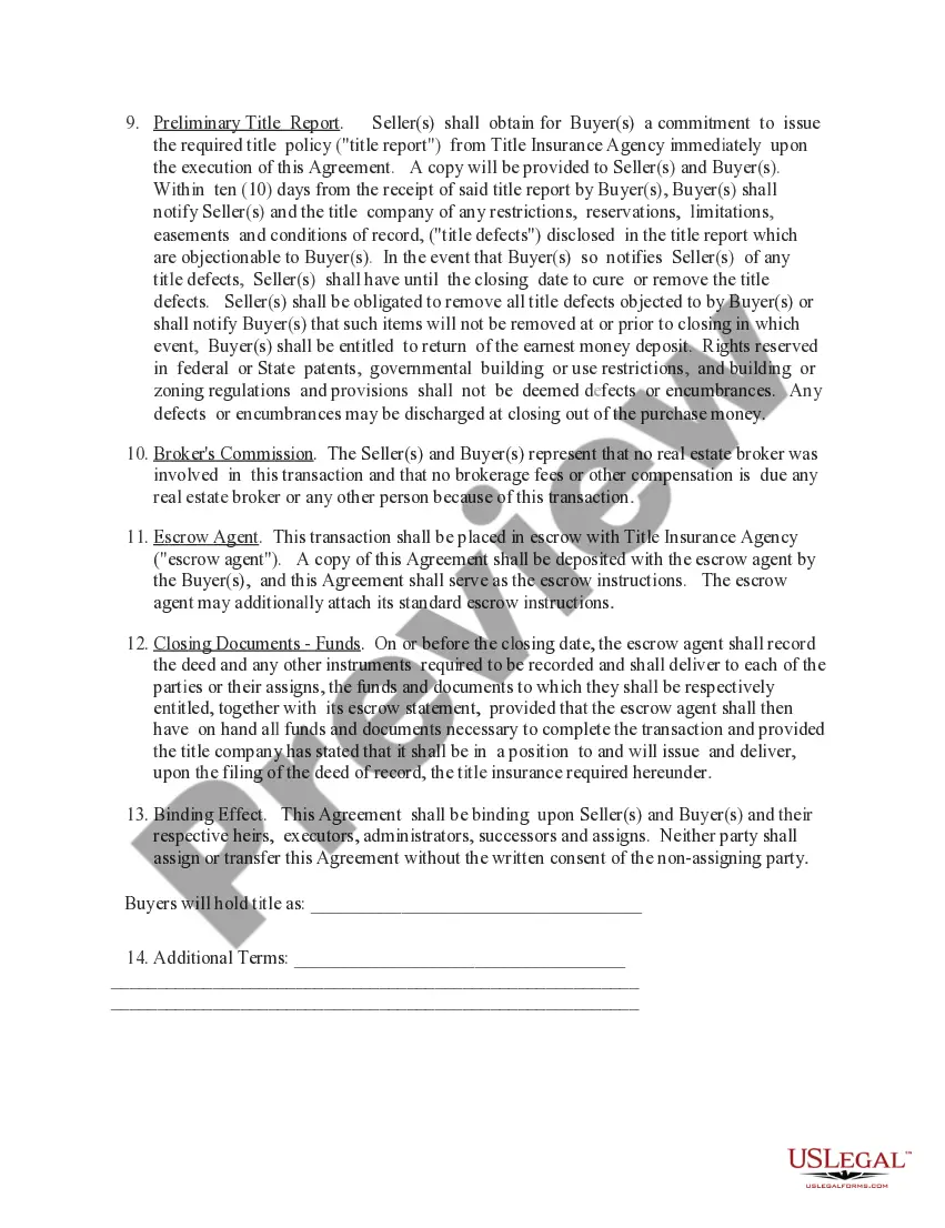 Preview For Sale by Owner Purchase and Sale Agreement (Help Packet)