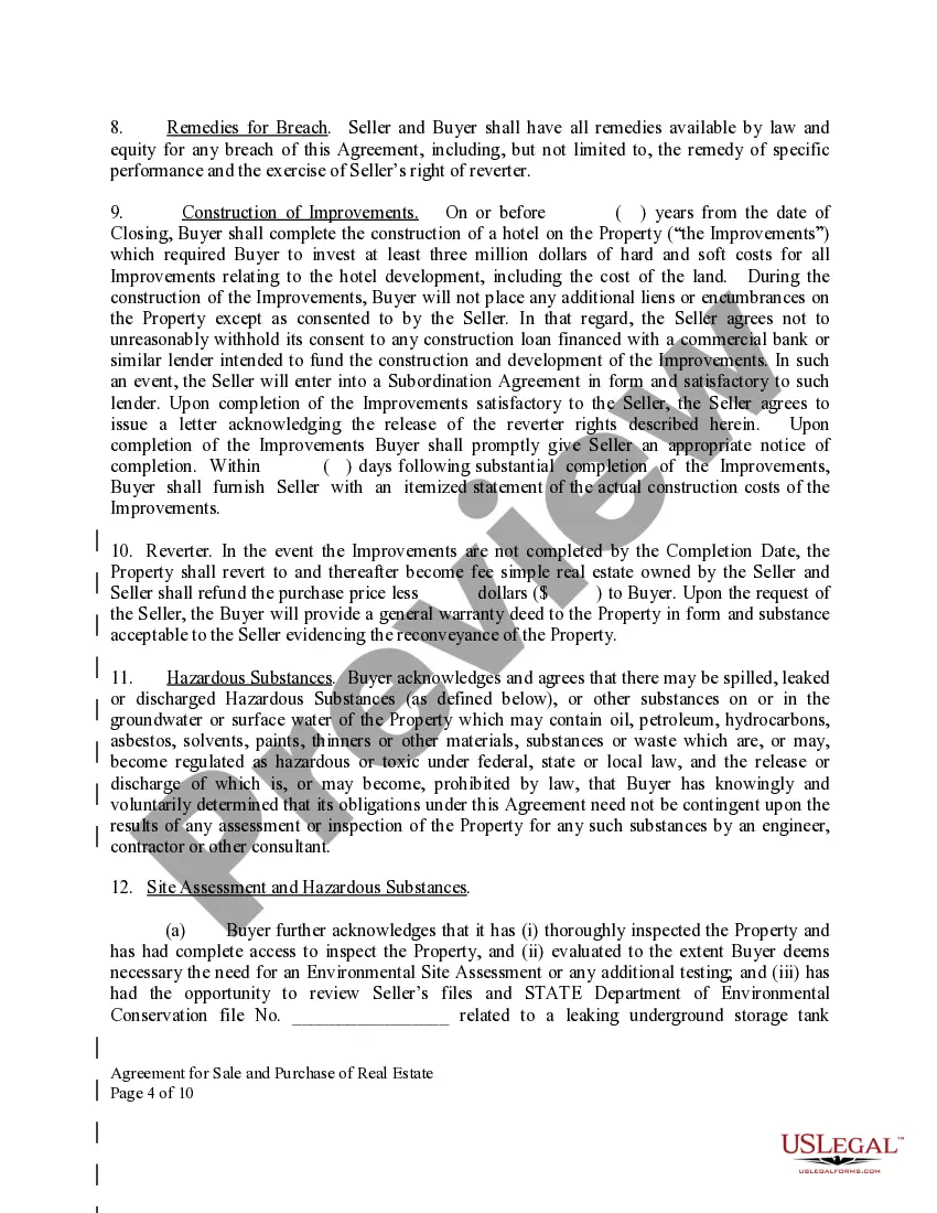 Preview Agreement for Sale and Purchase of Real Estate