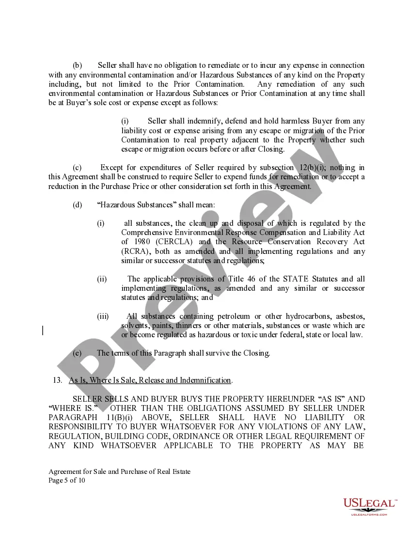 Preview Agreement for Sale and Purchase of Real Estate