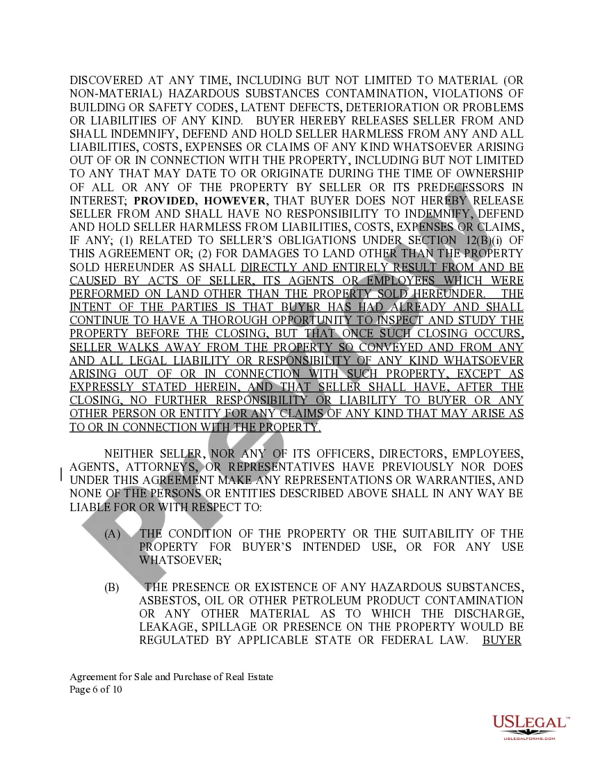 Preview Agreement for Sale and Purchase of Real Estate