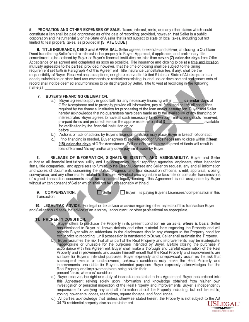 Preview Land Earnest Money Receipt and Purchase Agreement