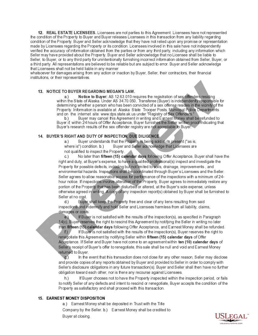 Preview Land Earnest Money Receipt and Purchase Agreement