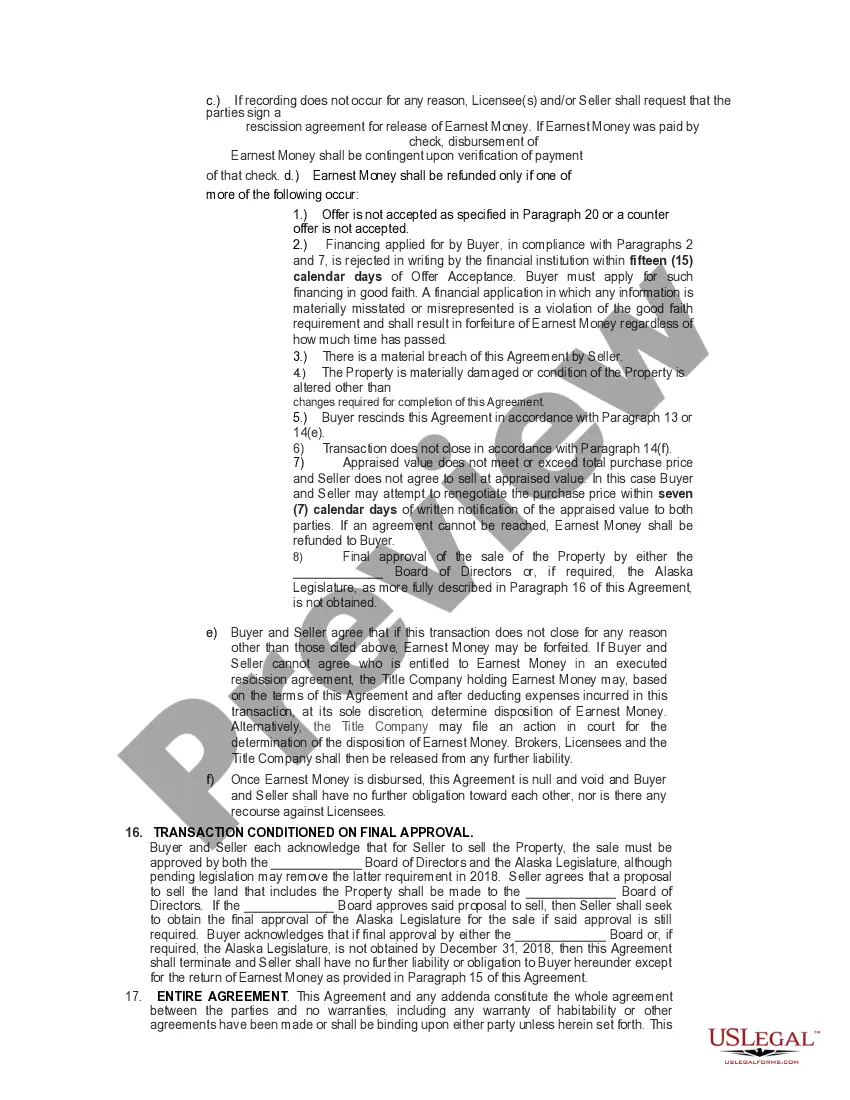 Preview Land Earnest Money Receipt and Purchase Agreement