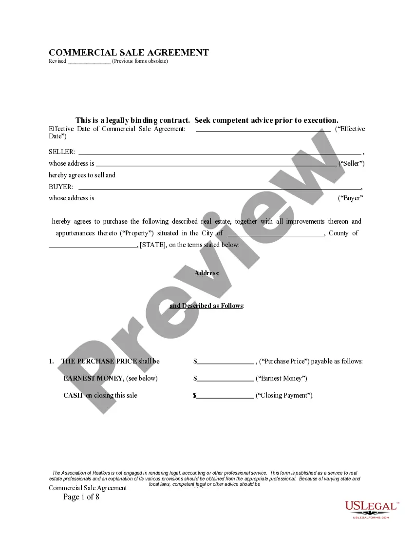 Preview Commercial Sale Agreement