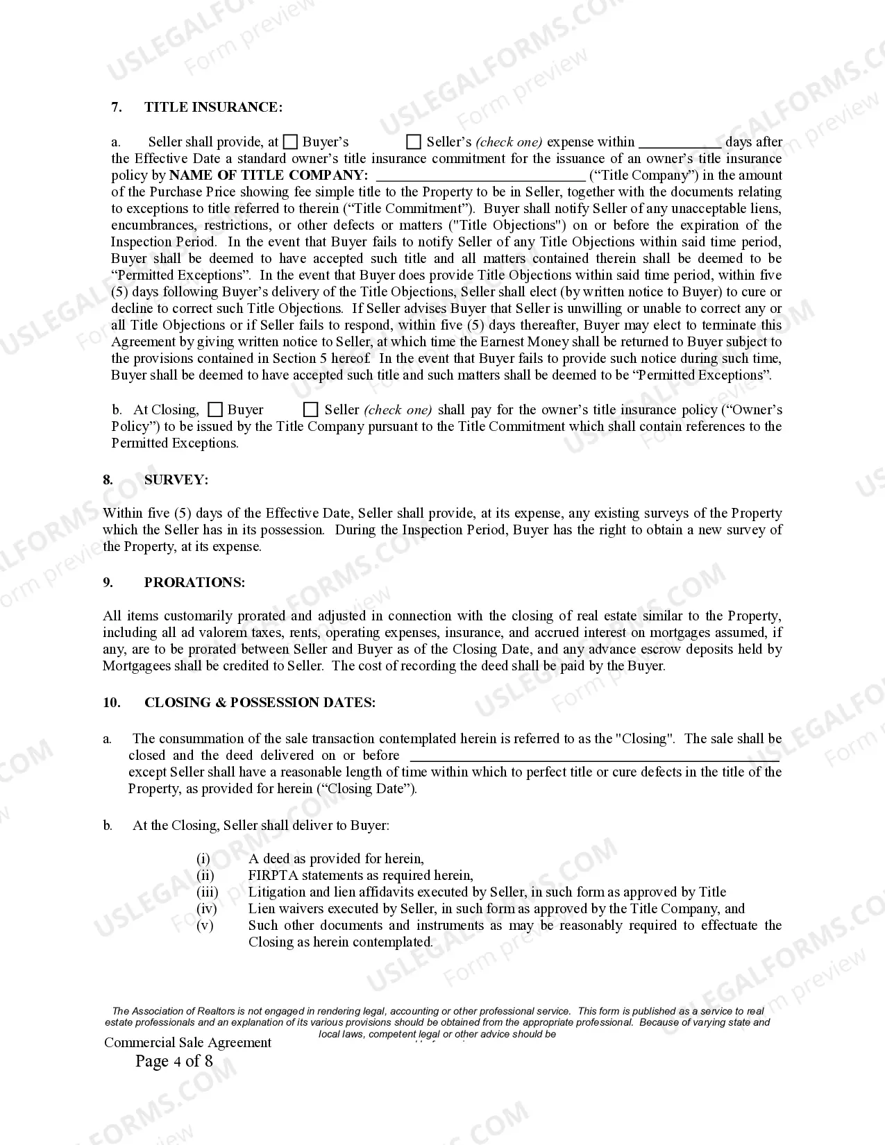 Preview Commercial Sale Agreement