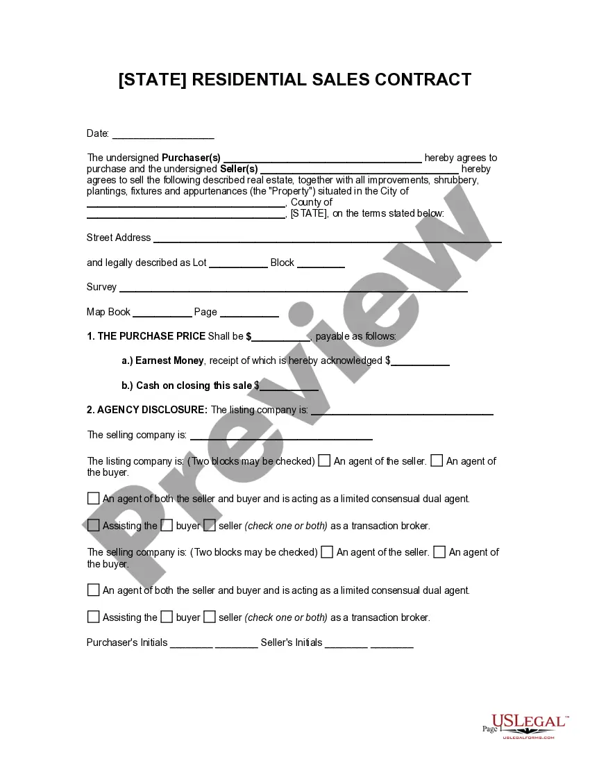 Preview Residential Purchase Agreement