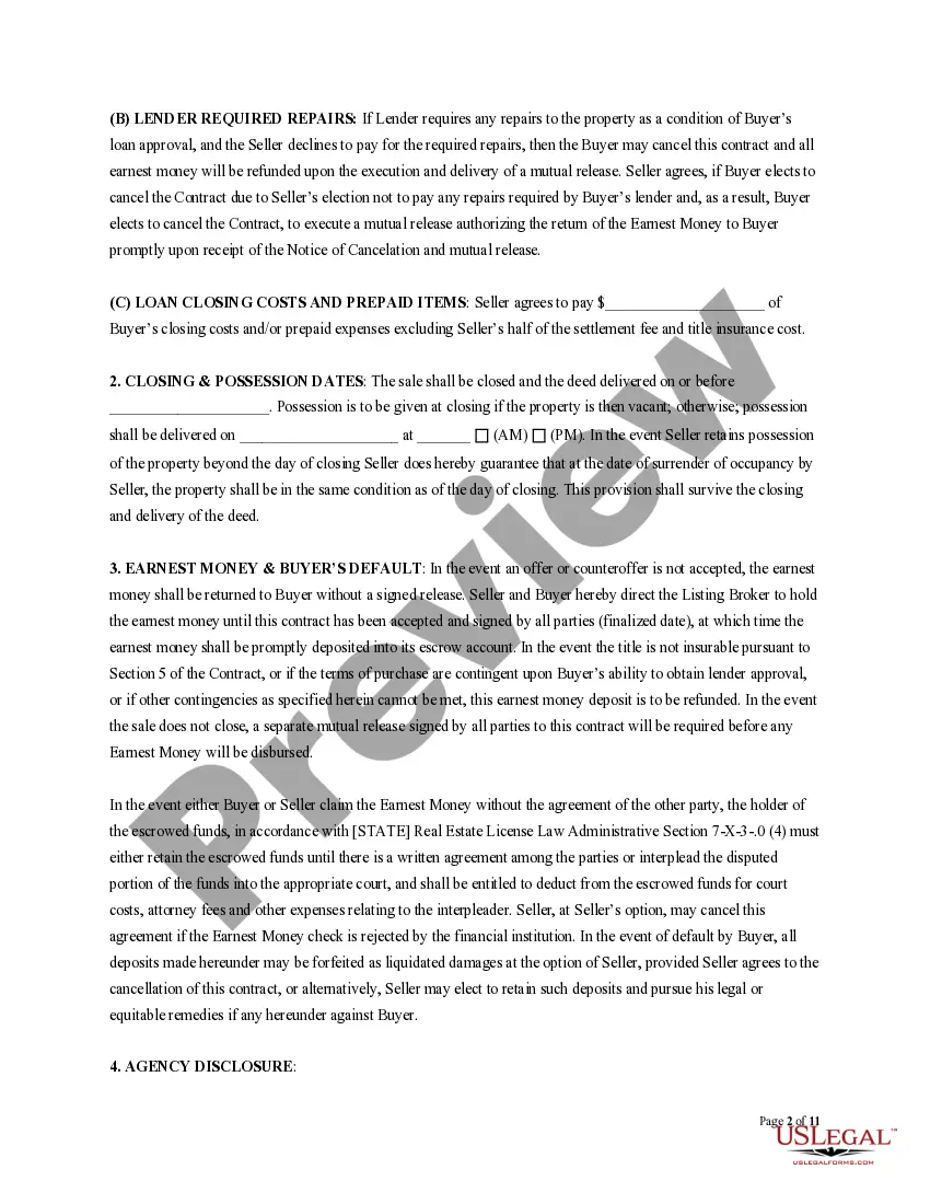 Preview Residential Purchase Agreement: General Financed Contract