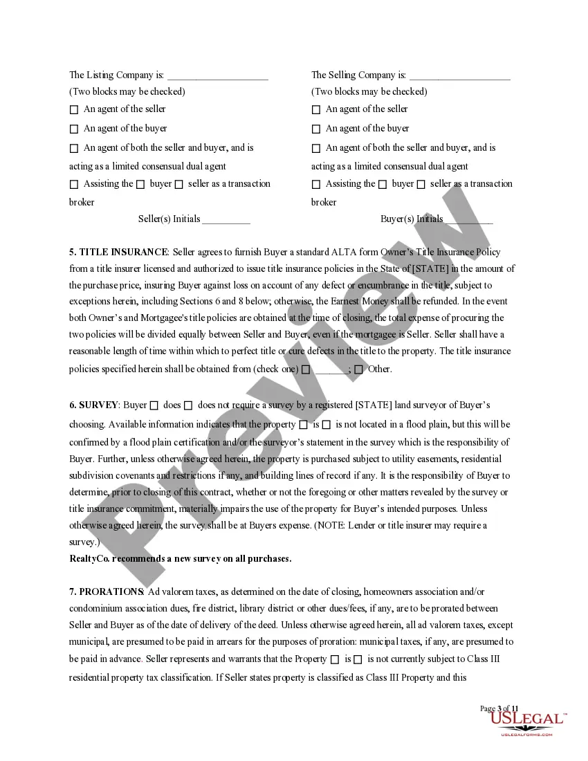 Preview Residential Purchase Agreement: General Financed Contract