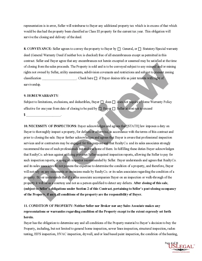 Preview Residential Purchase Agreement: General Financed Contract