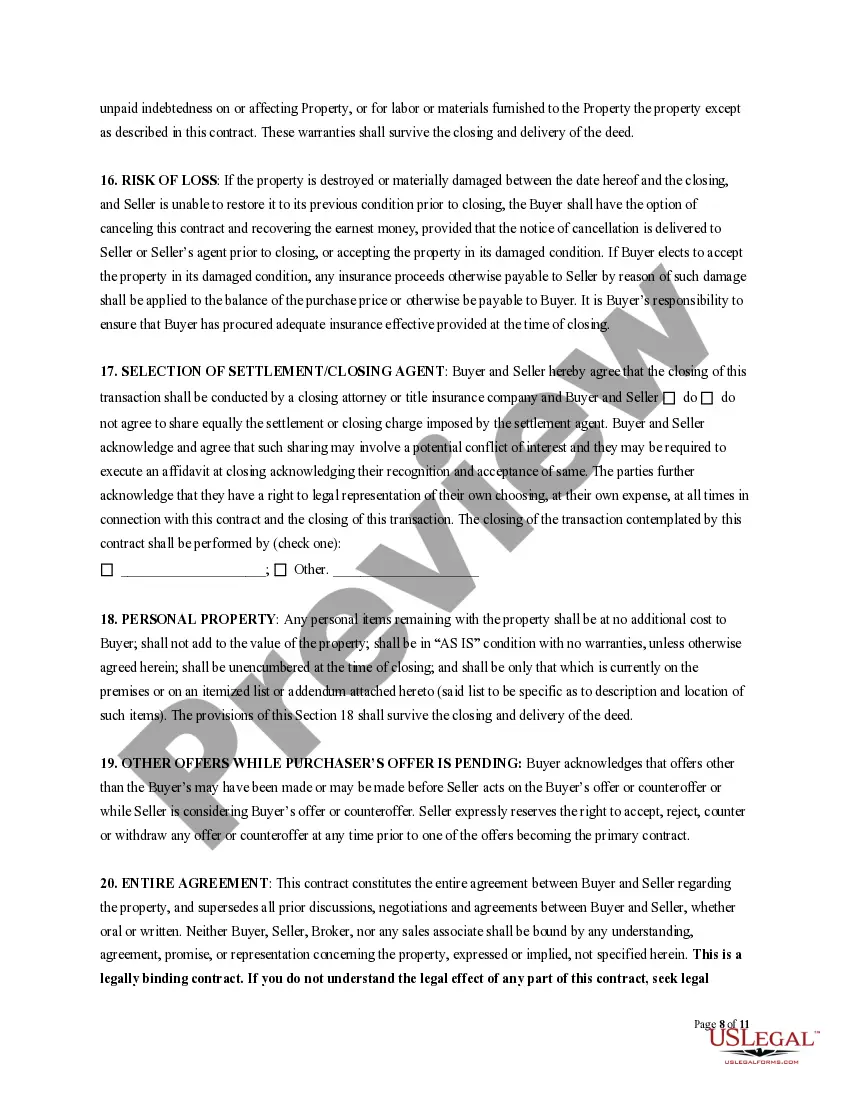 Preview Residential Purchase Agreement: General Financed Contract