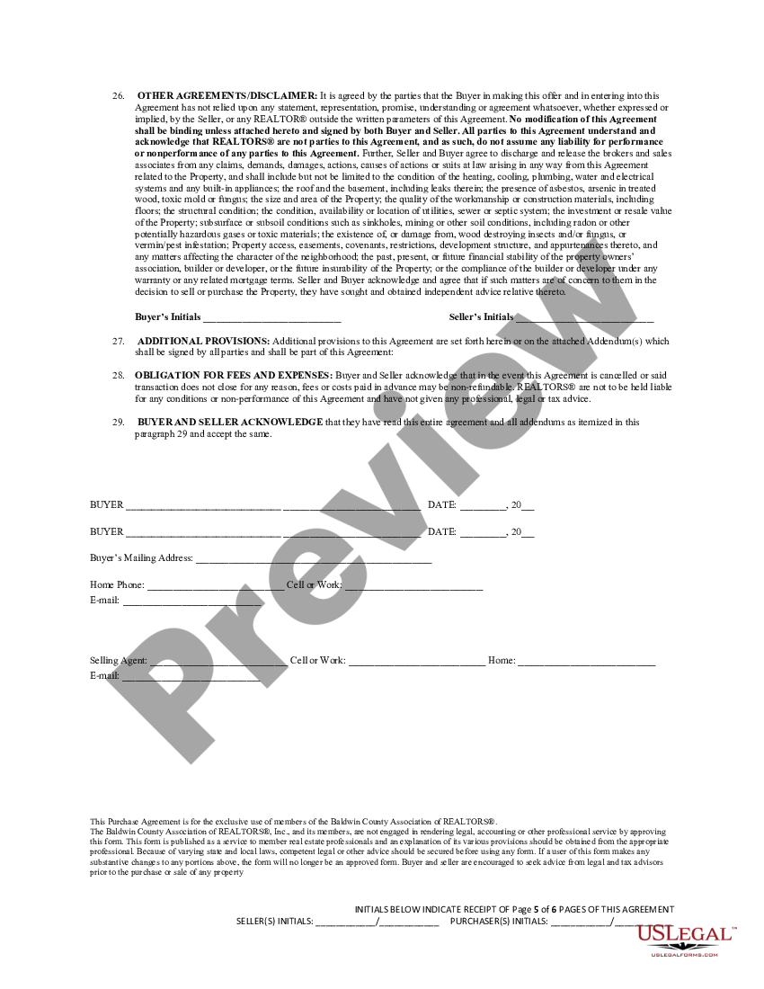 Purchase Agreement: Residential Property (Caveat Emptor State) | US ...