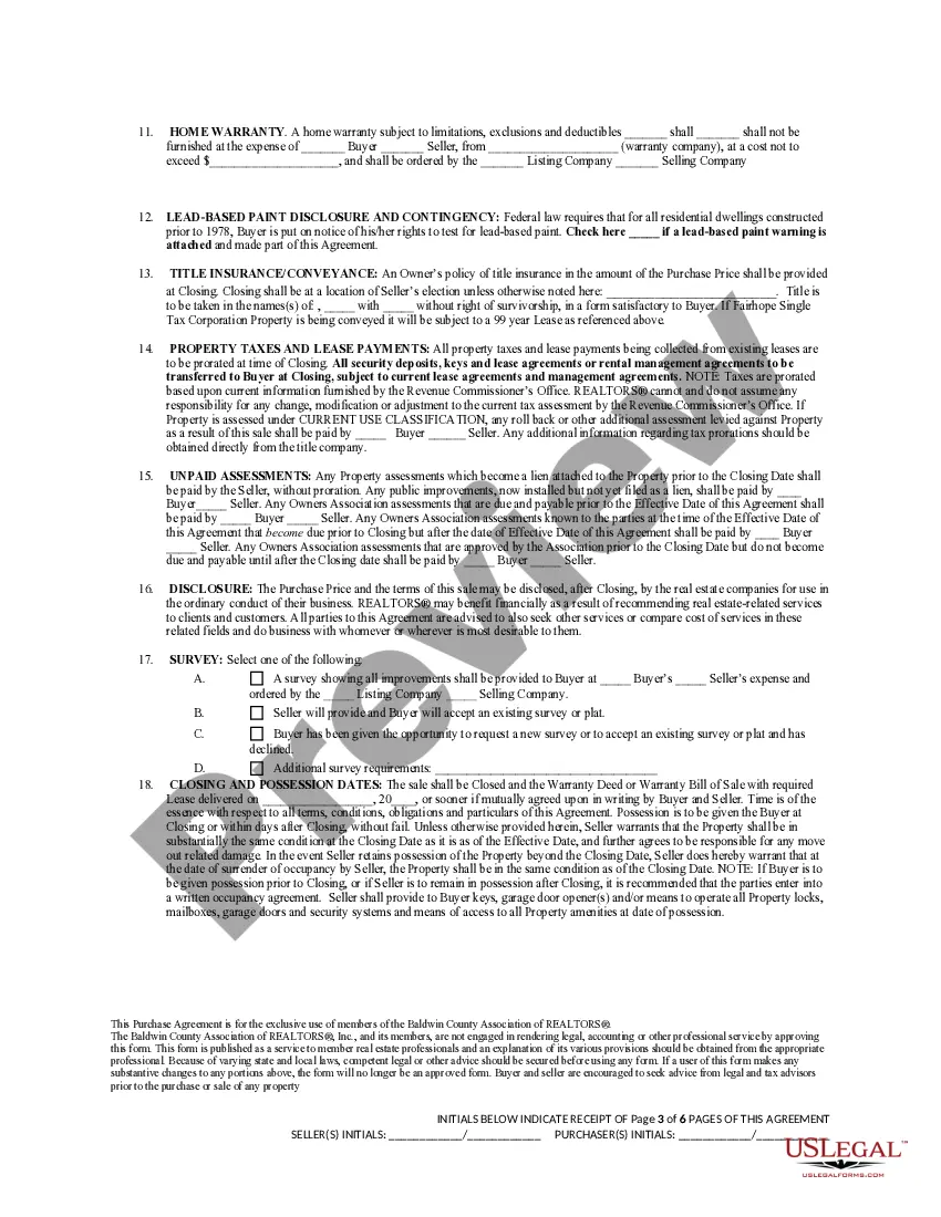 Preview Purchase Agreement: Residential Property (Caveat Emptor State)