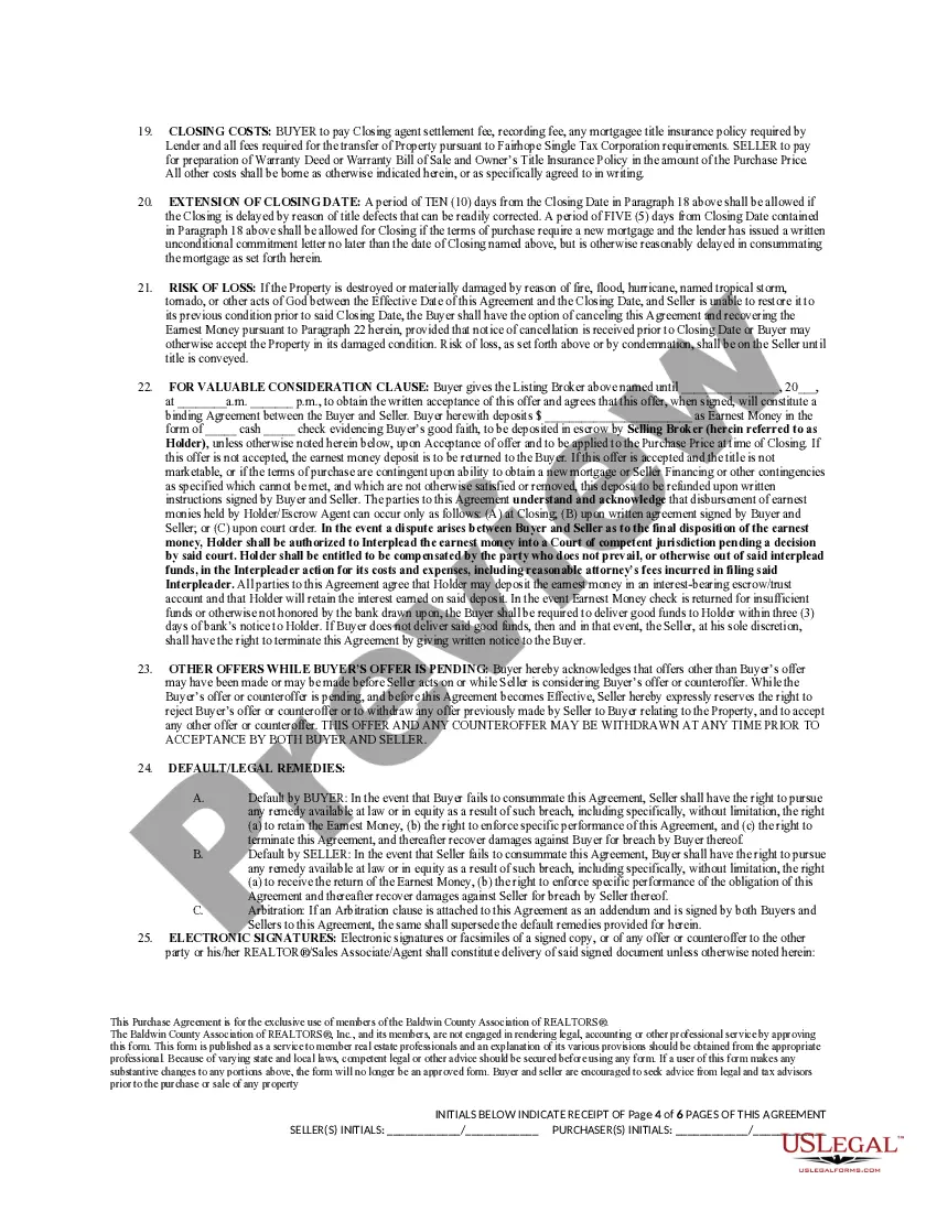 Preview Purchase Agreement: Residential Property (Caveat Emptor State)