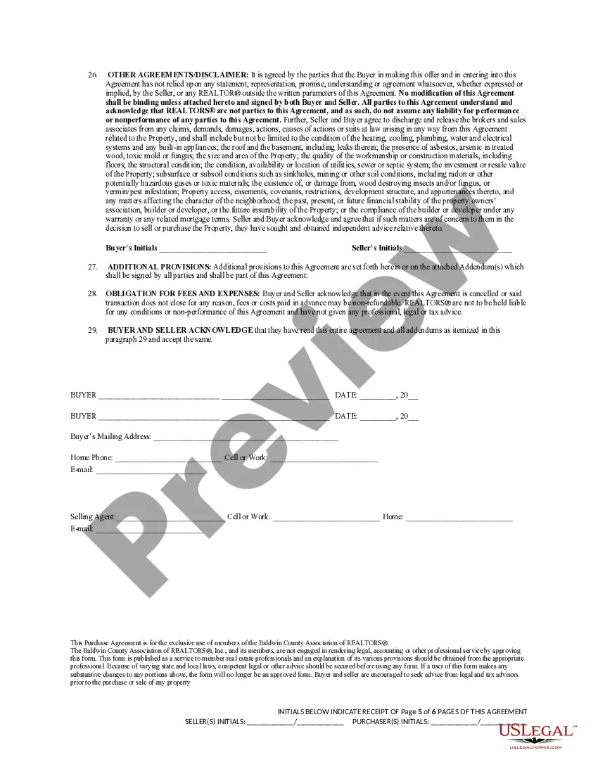 Preview Purchase Agreement: Residential Property (Caveat Emptor State)