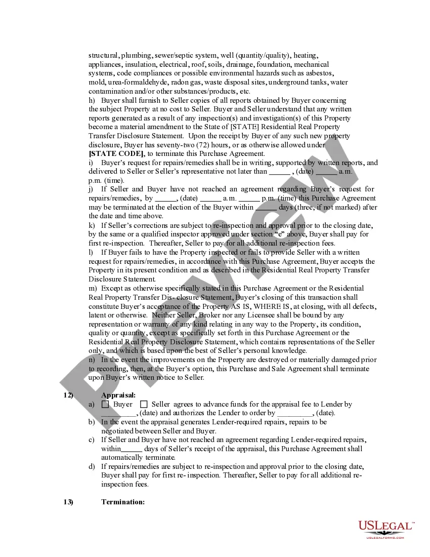 Preview Purchase and Sale Agreement Form