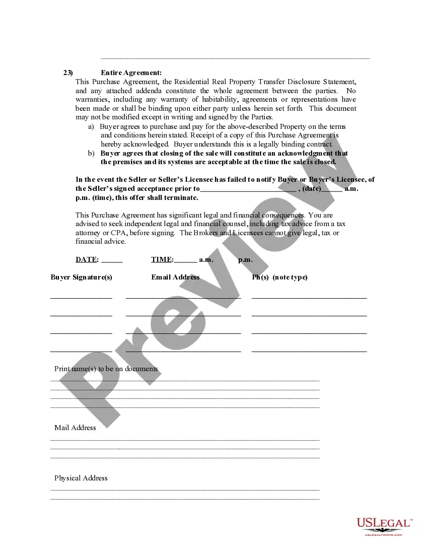 Preview Purchase and Sale Agreement Form