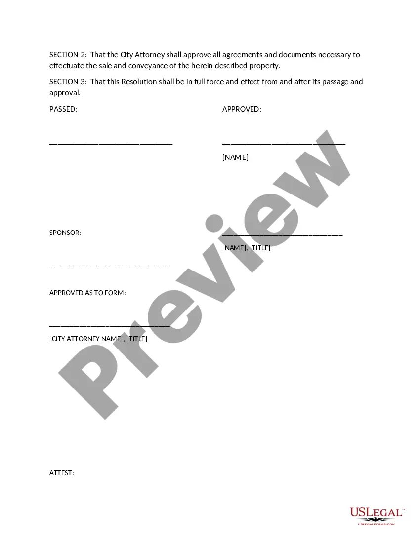 Get A Resolution Authorizing the Mayor and City Clerk to sell Real Estate; and for other purposes. Preview A Resolution Authorizing the Mayor and City Clerk to sell Real Estate; and for other purposes.