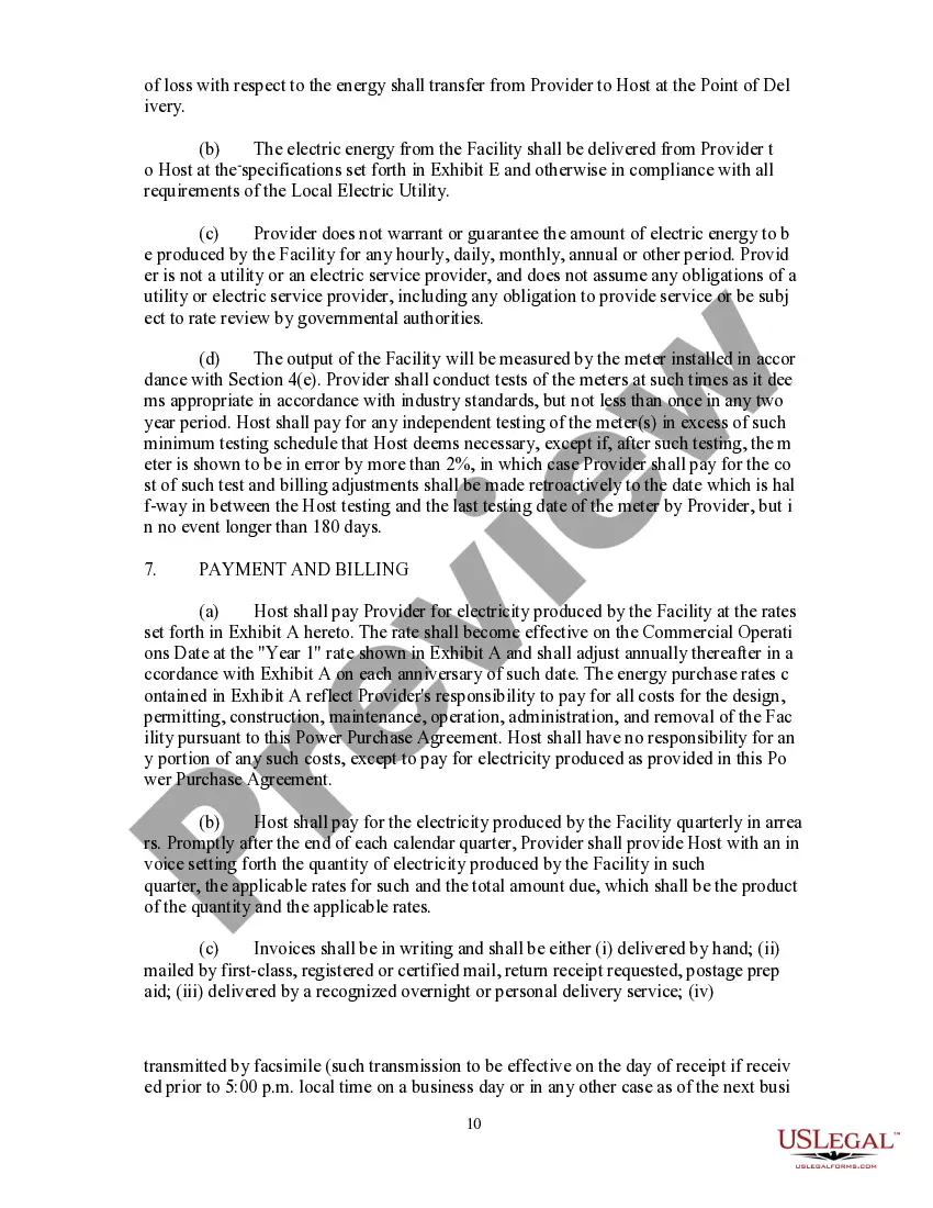 Preview Power Purchase Agreement