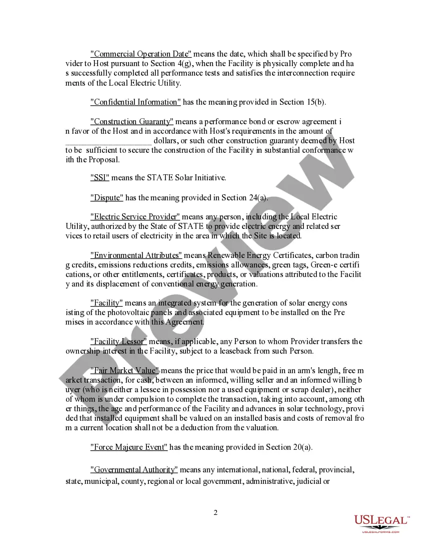 Preview Power Purchase Agreement