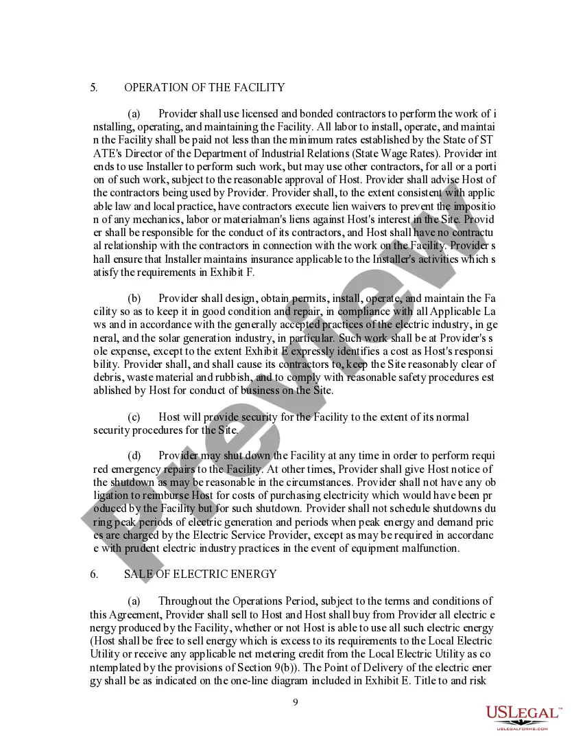 Preview Power Purchase Agreement