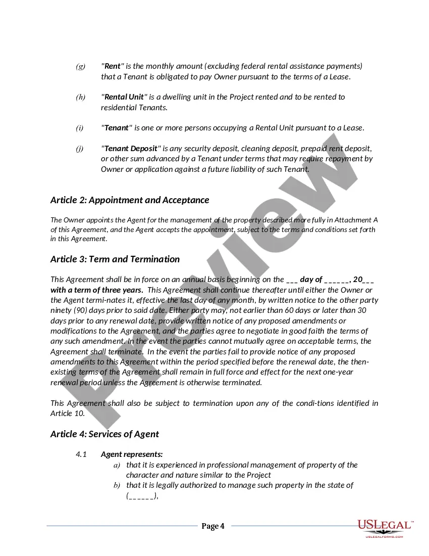 Preview Property Management Agreement