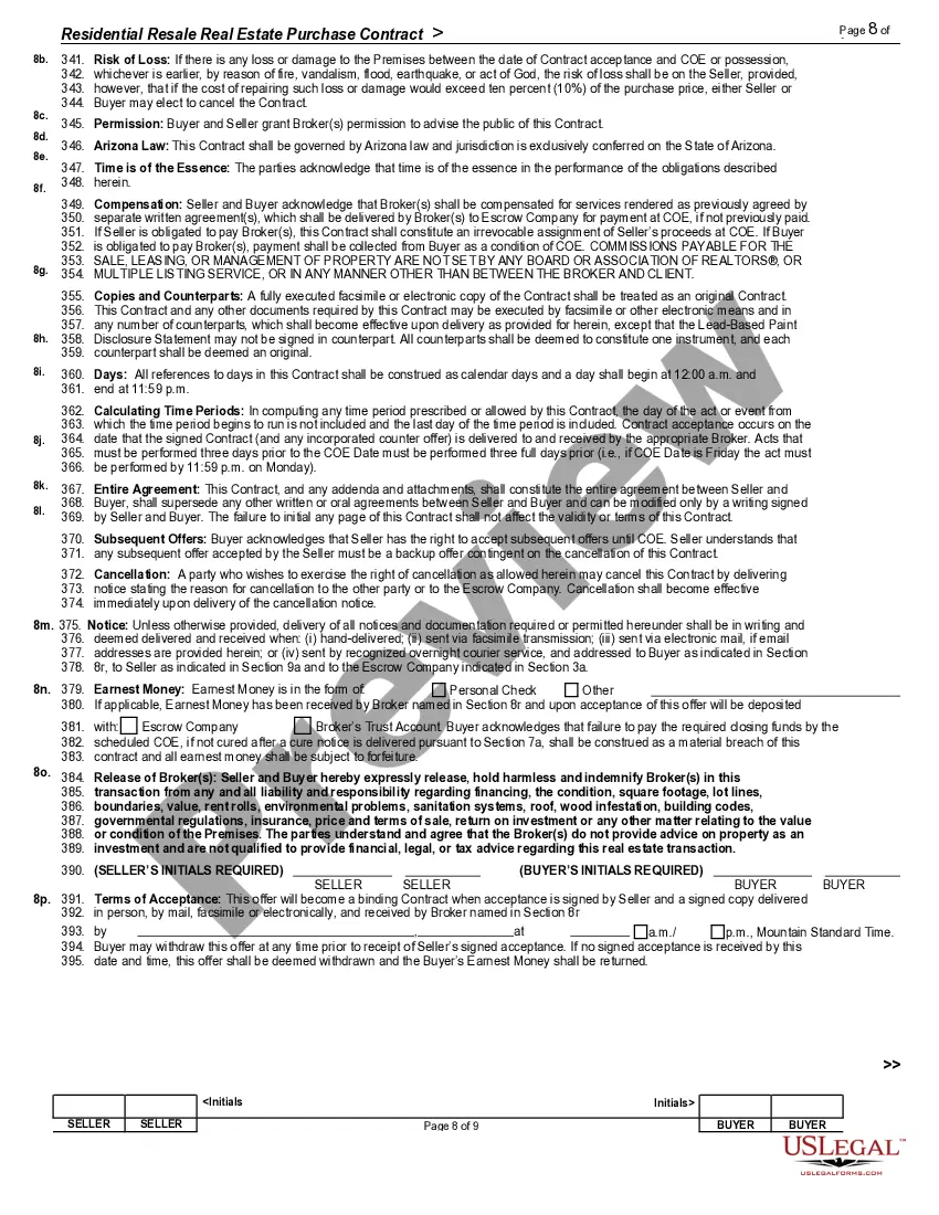 Preview Residential Resale Real Estate Purchase Contract