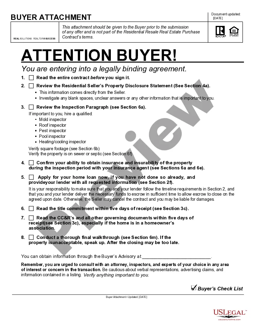 Preview Residential Resale Real Estate Purchase Contract
