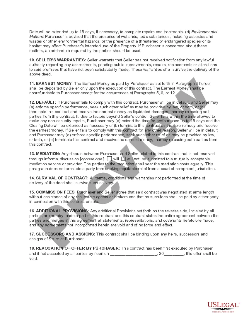 Preview Real Estate Purchase Contract - Residential