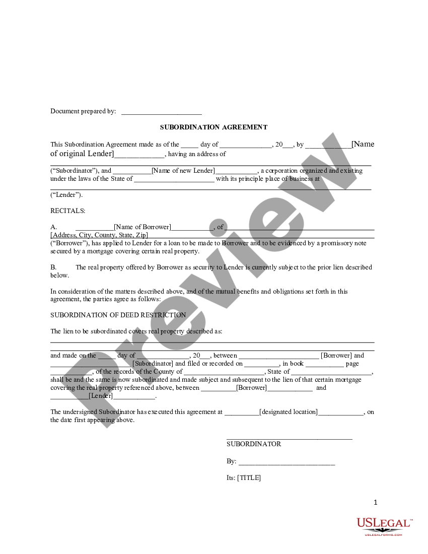 Subordination Agreement Real Estate Us Legal Forms 0074