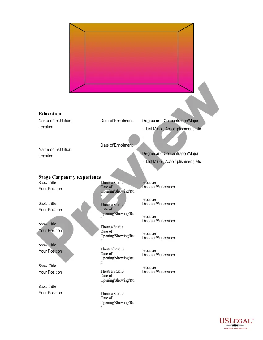 Preview Resume for Stage Carpenter