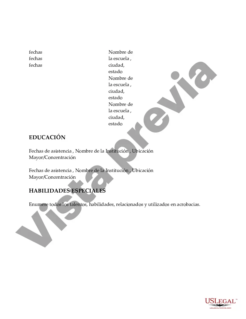 Preview currículum para acróbatas