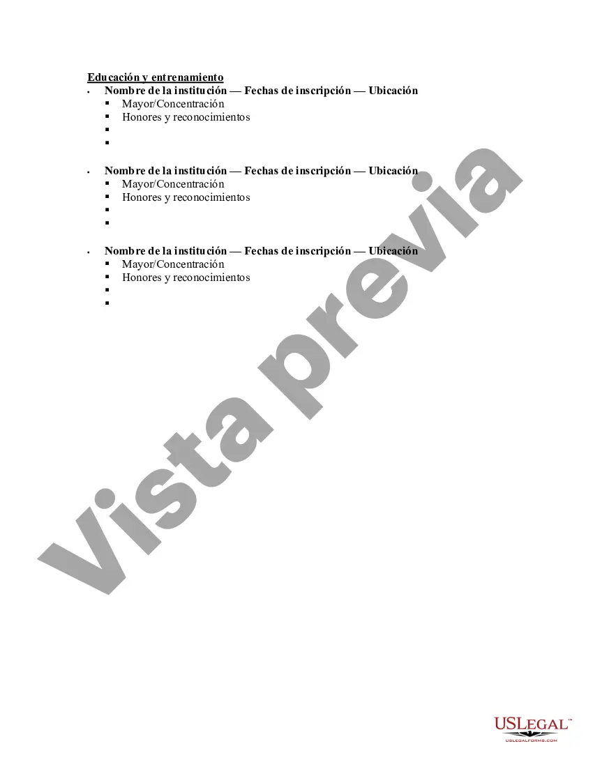 Preview Currículum para agrimensor